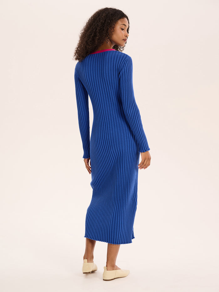 Selma Colour Block Dress in Cobalt