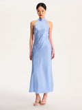 Seychelles Drape Back Detail Dress in Light Blue