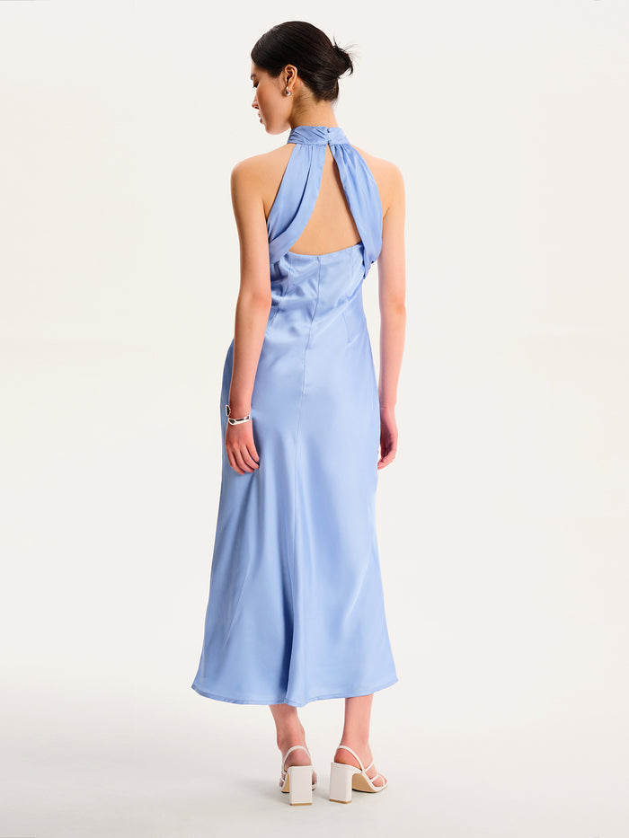 Seychelles Drape Back Detail Dress in Light Blue