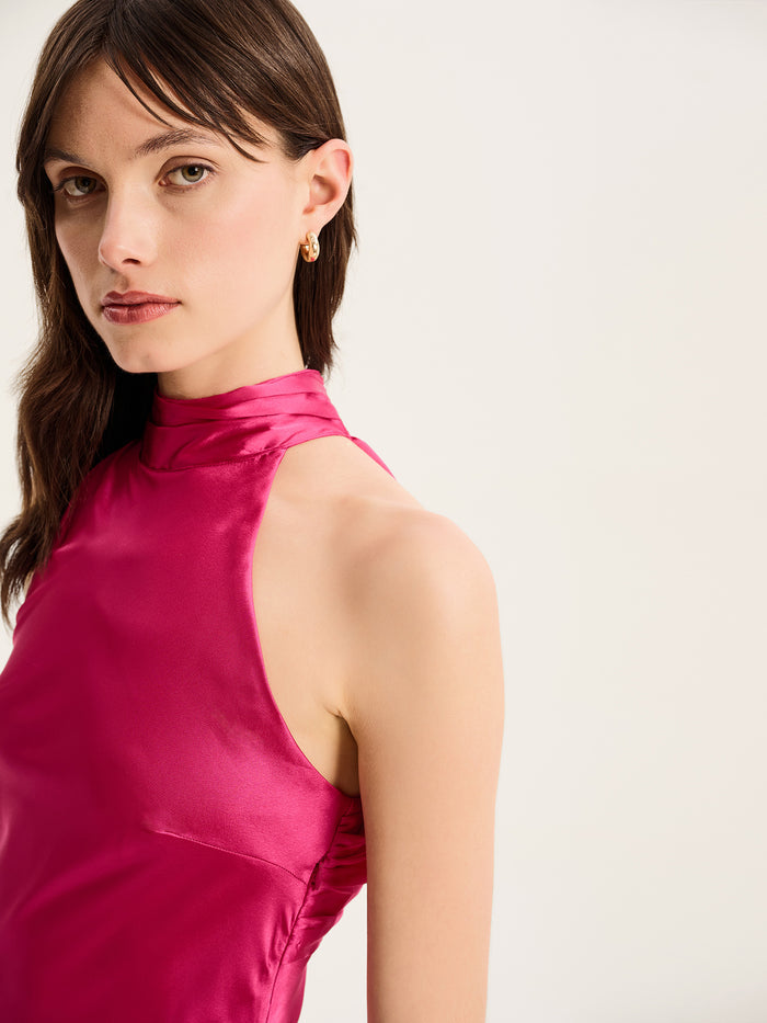 Seychelles Drape Back Detail Dress in Magenta