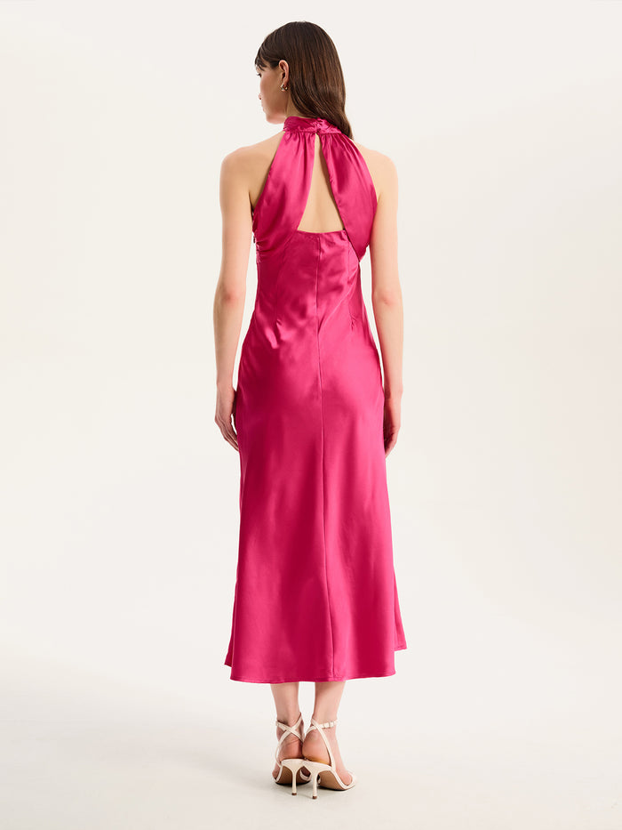 Seychelles Drape Back Detail Dress in Magenta