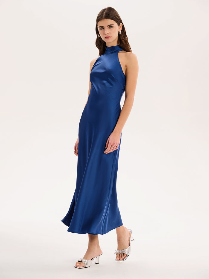 Seychelles Drape Back Detail Dress in Navy