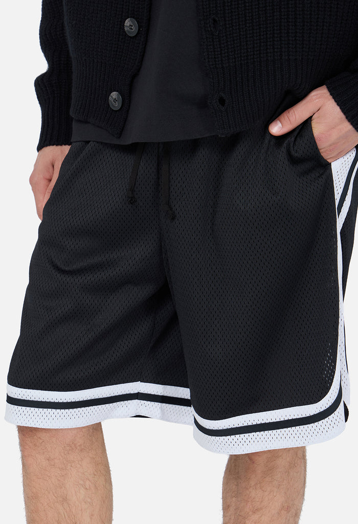 Shaolin Oversized Court Shorts / Black x White