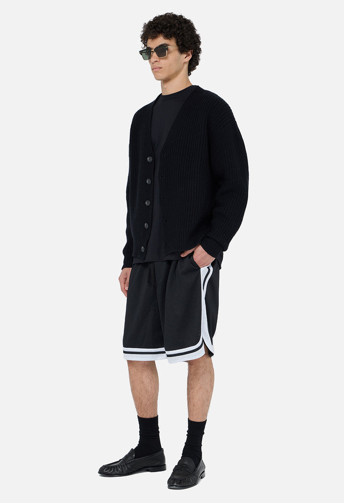 Shaolin Oversized Court Shorts / Black x White