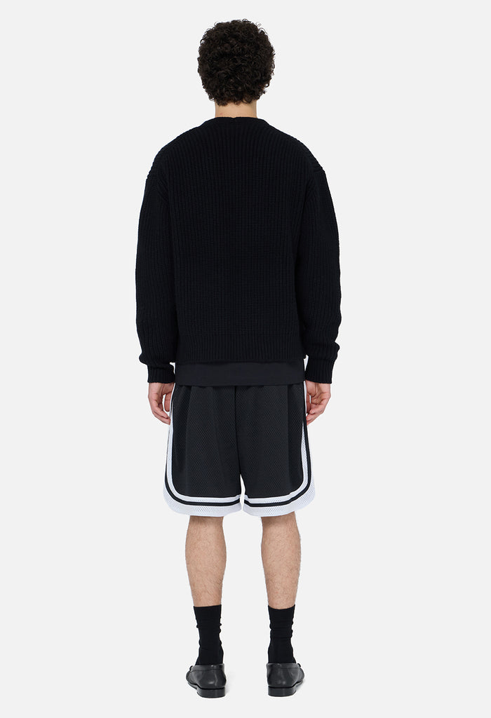 Shaolin Oversized Court Shorts / Black x White