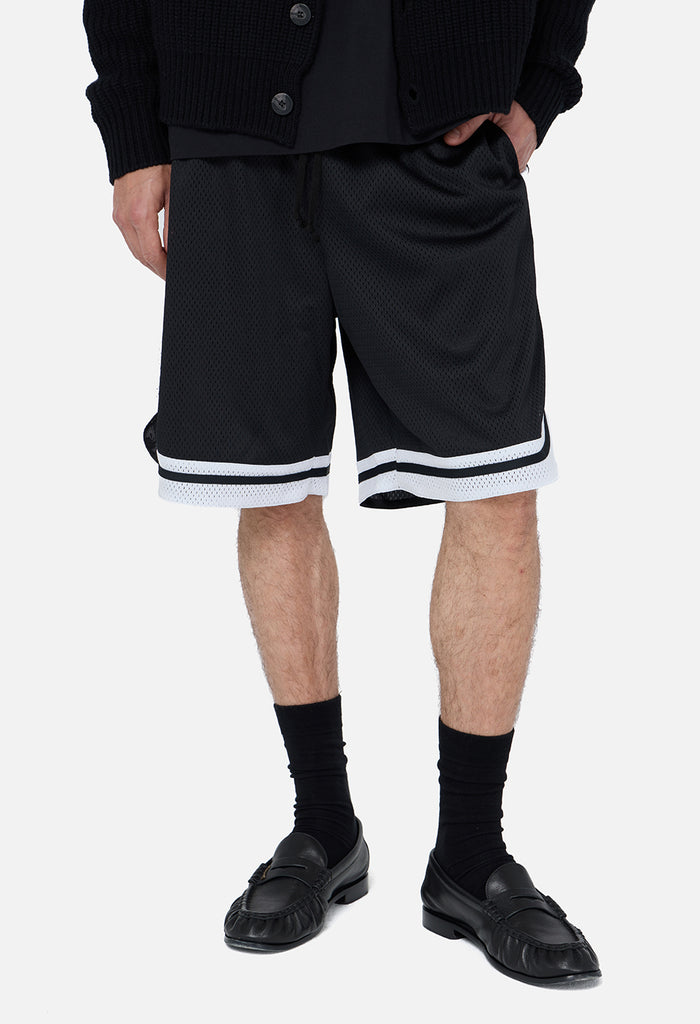 Shaolin Oversized Court Shorts / Black x White