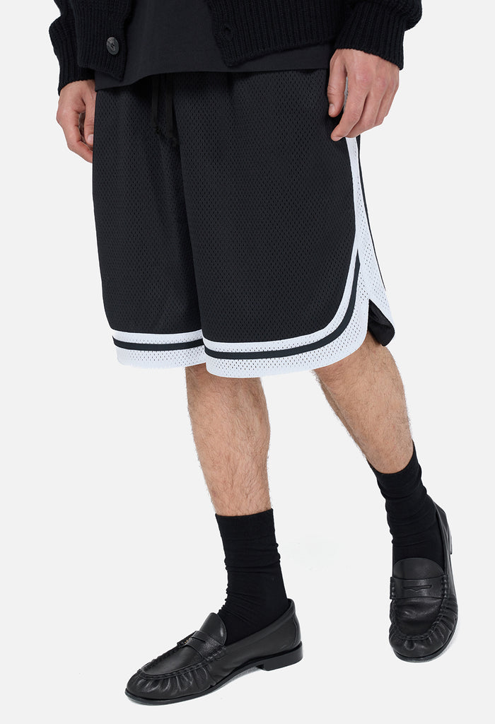 Shaolin Oversized Court Shorts / Black x White