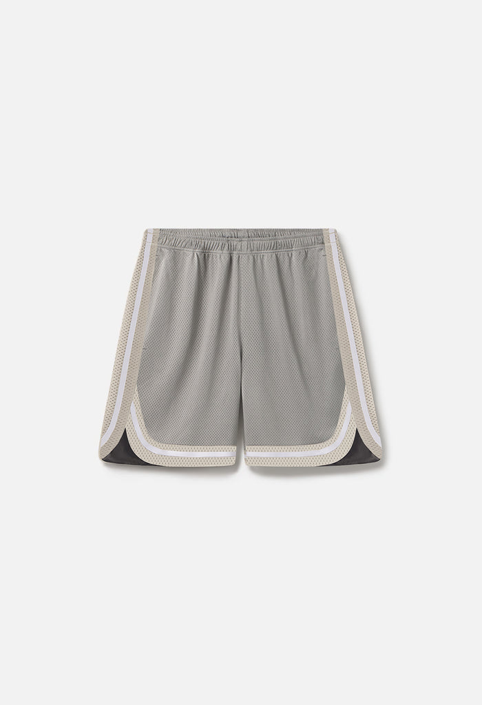 Shaolin Oversized Court Shorts / Grey x Tan