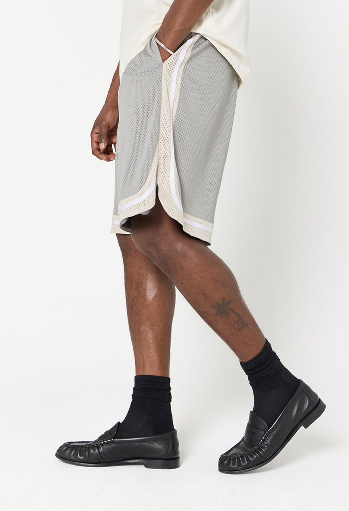 Shaolin Oversized Court Shorts / Grey x Tan