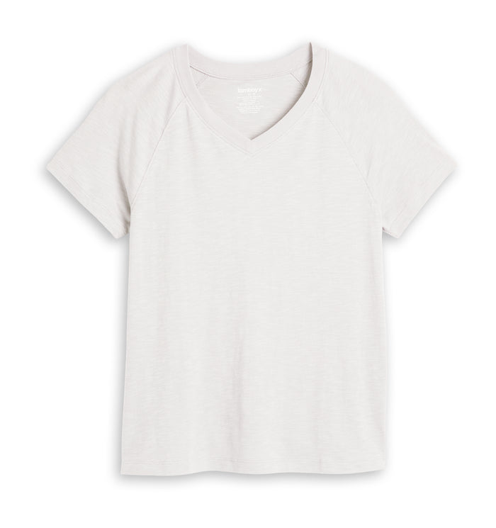 Short Sleeve Jersey Slub V Neck Tee - Natural