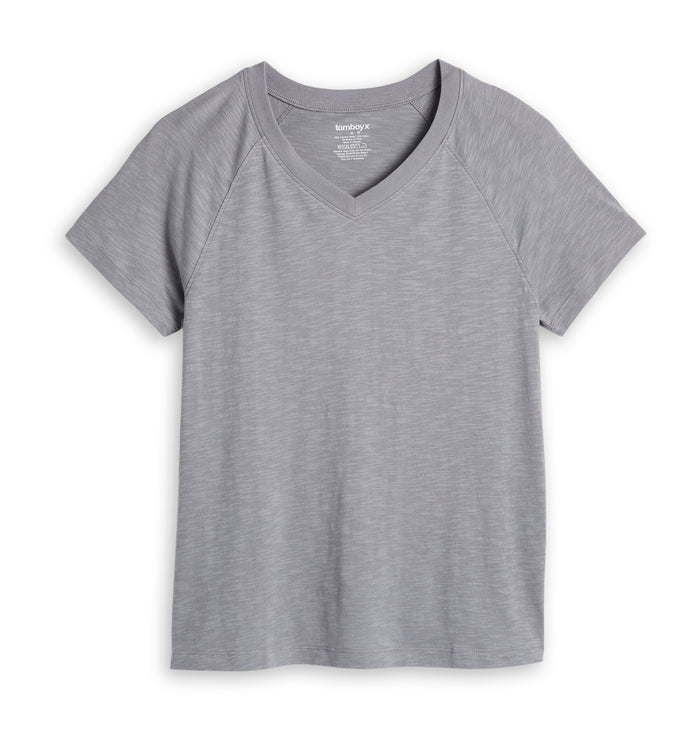 Short Sleeve Jersey Slub V Neck Tee - Ultimate Gray