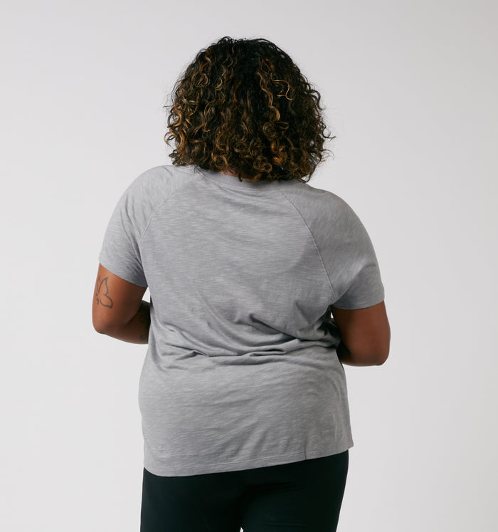 Short Sleeve Jersey Slub V Neck Tee - Ultimate Gray