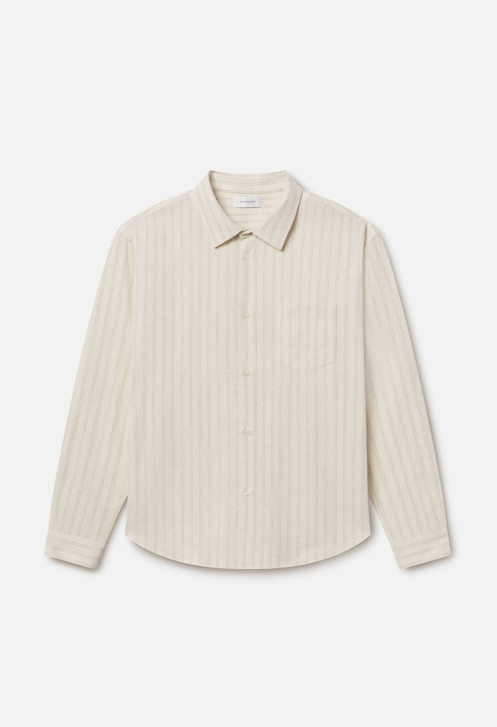 Silk Linen Cloak Button Up / Salt Stripe