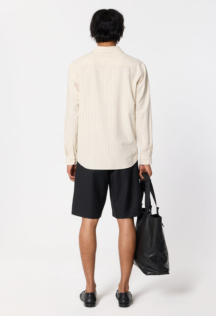Silk Linen Cloak Button Up / Salt Stripe