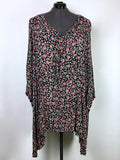 Size 9X Black & Rose Floral Shirt
