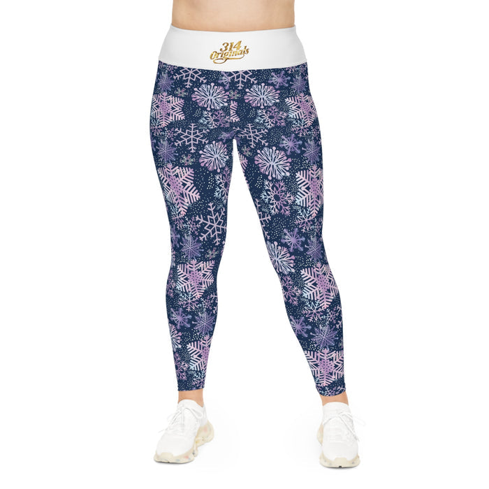 Snowflake Plus Size Leggings — Subtle Side Script Graphic, Comfortable Everyday Activewear - 314 Originals