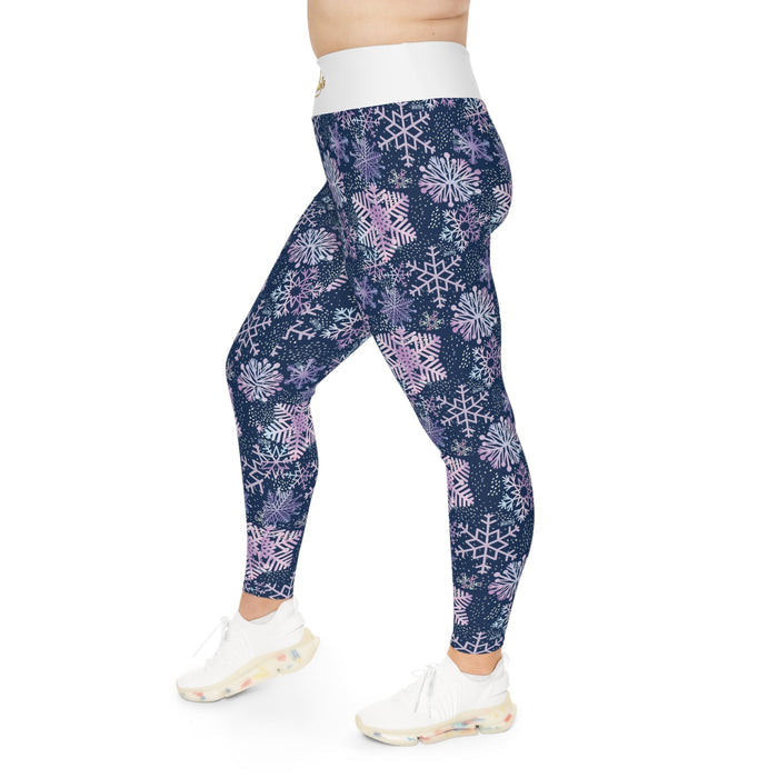 Snowflake Plus Size Leggings — Subtle Side Script Graphic, Comfortable Everyday Activewear - 314 Originals