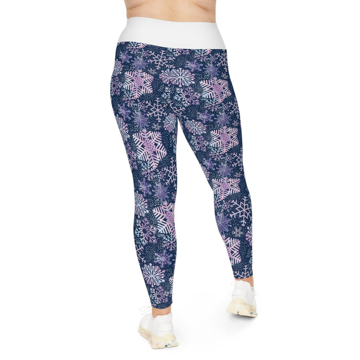 Snowflake Plus Size Leggings — Subtle Side Script Graphic, Comfortable Everyday Activewear - 314 Originals