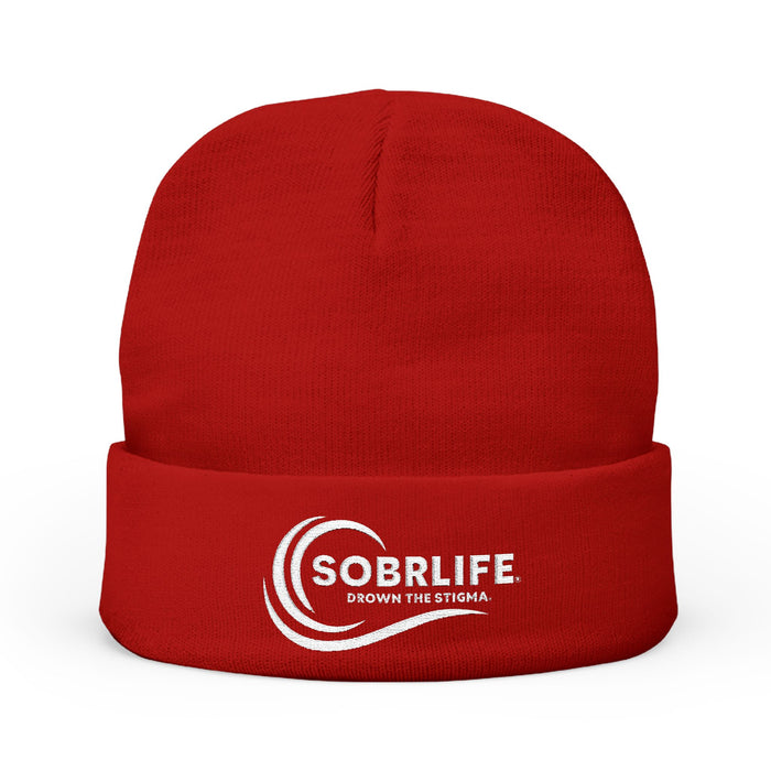 SOBRLIFE Embroidered Knit Beanie - White Logo