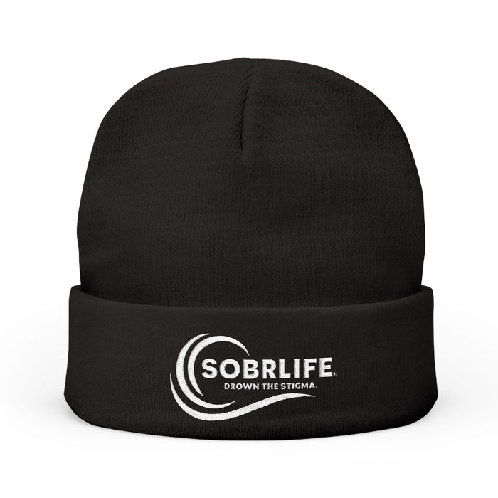 SOBRLIFE Embroidered Knit Beanie - White Logo