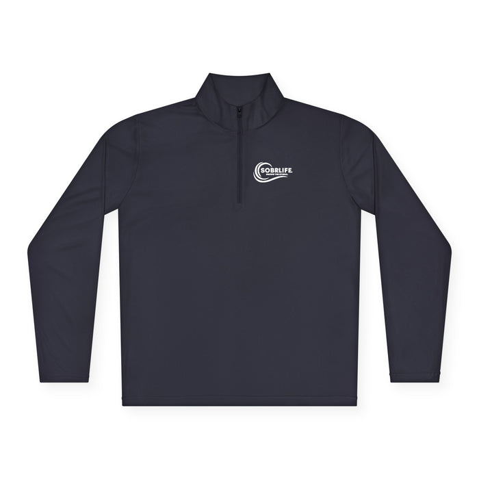 SOBRLIFE Unisex Quarter-Zip Pullover – White Logo