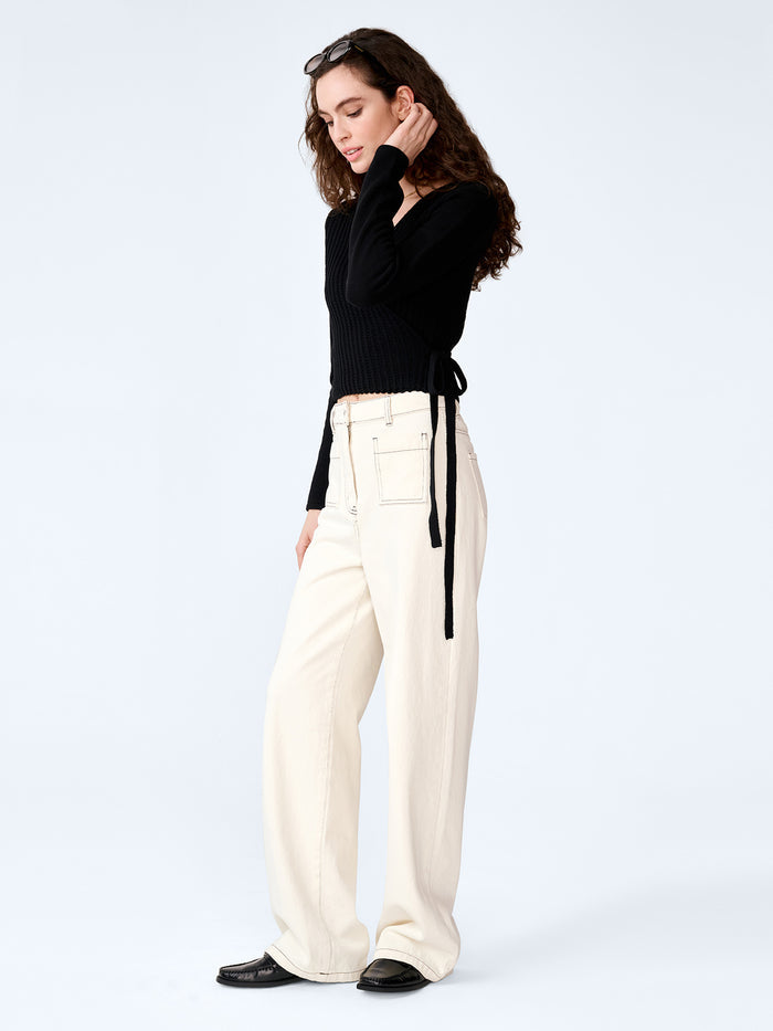 Soleil Knitted Wrap Top in Black
