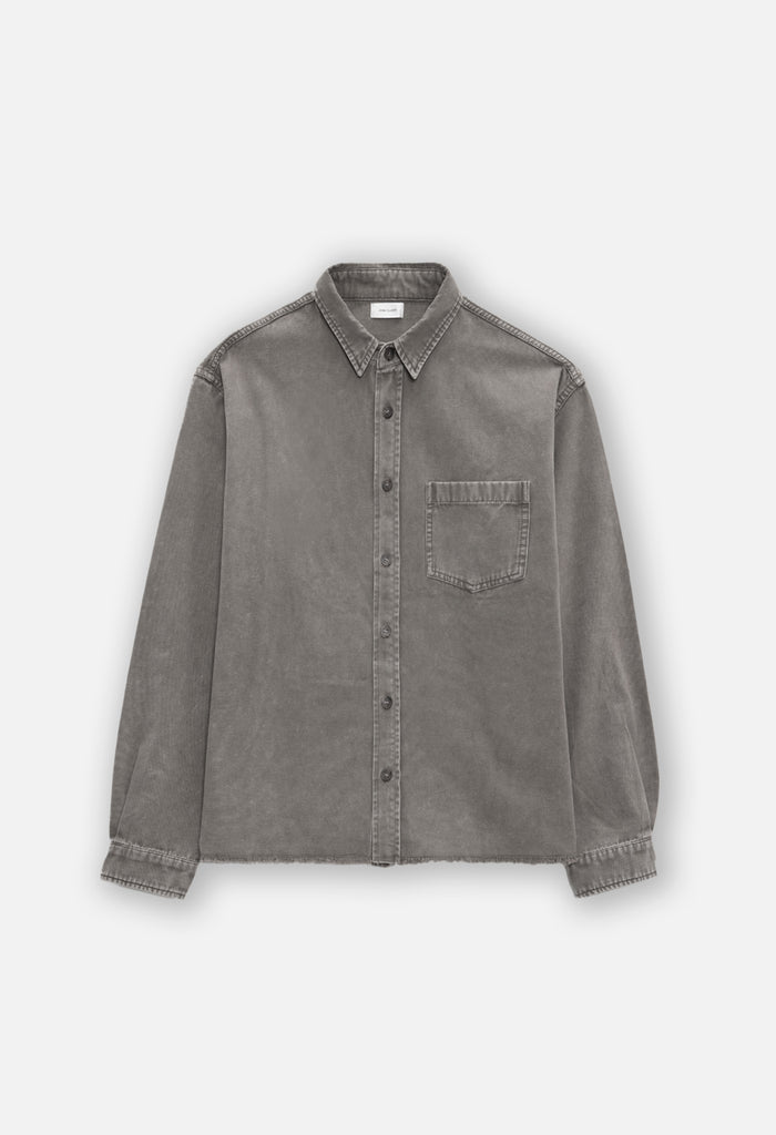 Solid Hemi Oversized Shirt / Washed Black