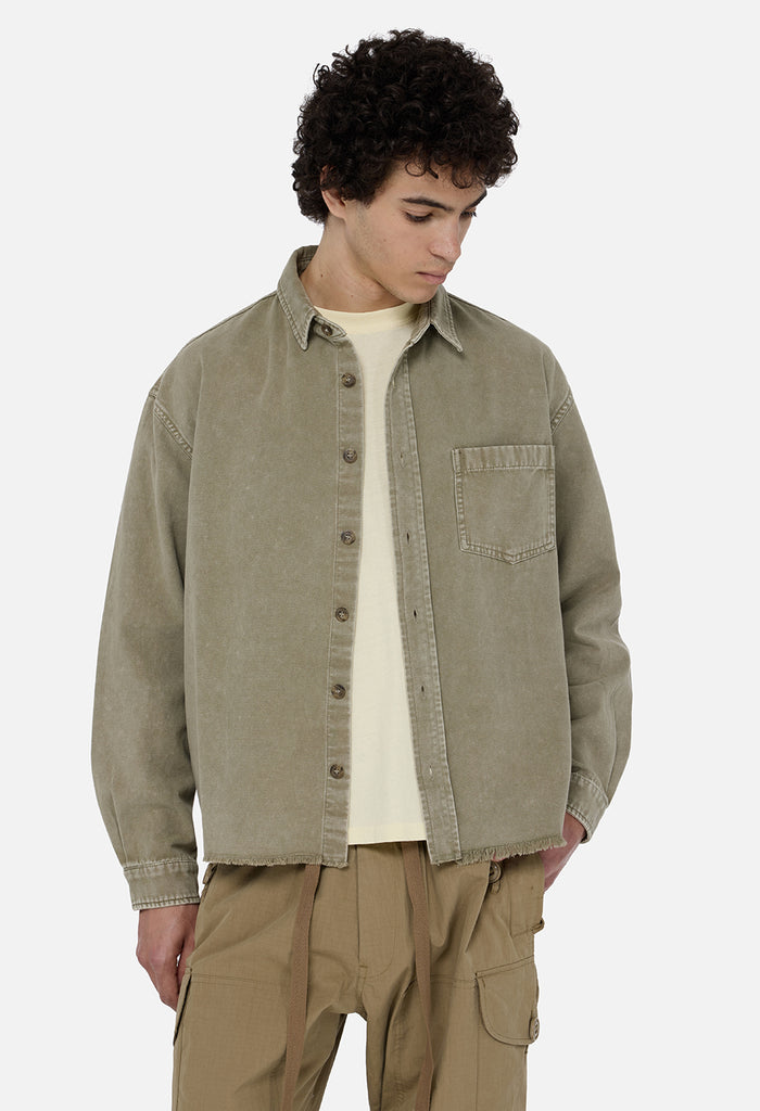 Solid Hemi Oversized Shirt / Washed Khaki