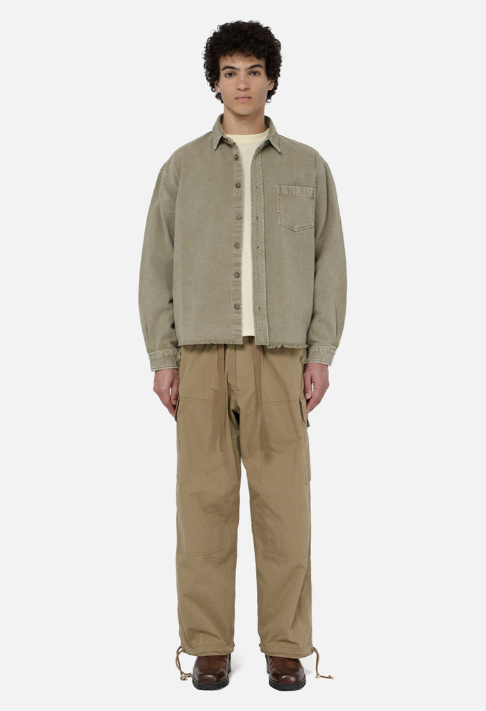 Solid Hemi Oversized Shirt / Washed Khaki