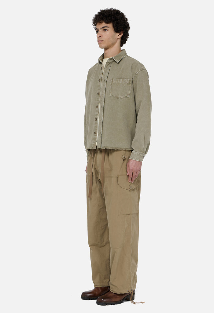 Solid Hemi Oversized Shirt / Washed Khaki