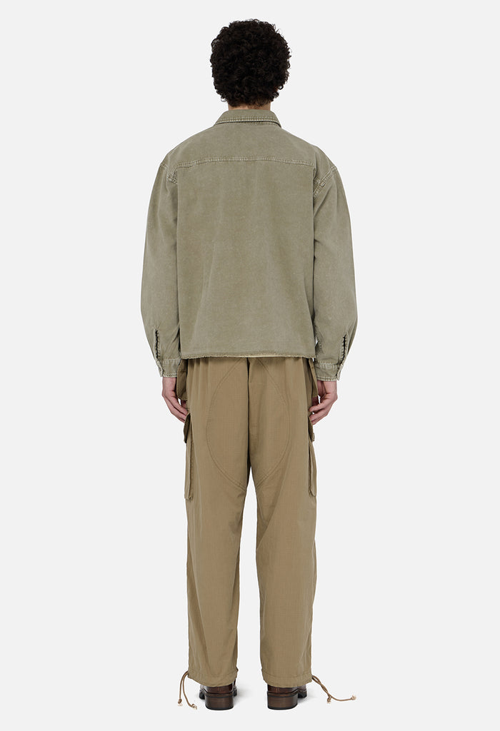Solid Hemi Oversized Shirt / Washed Khaki