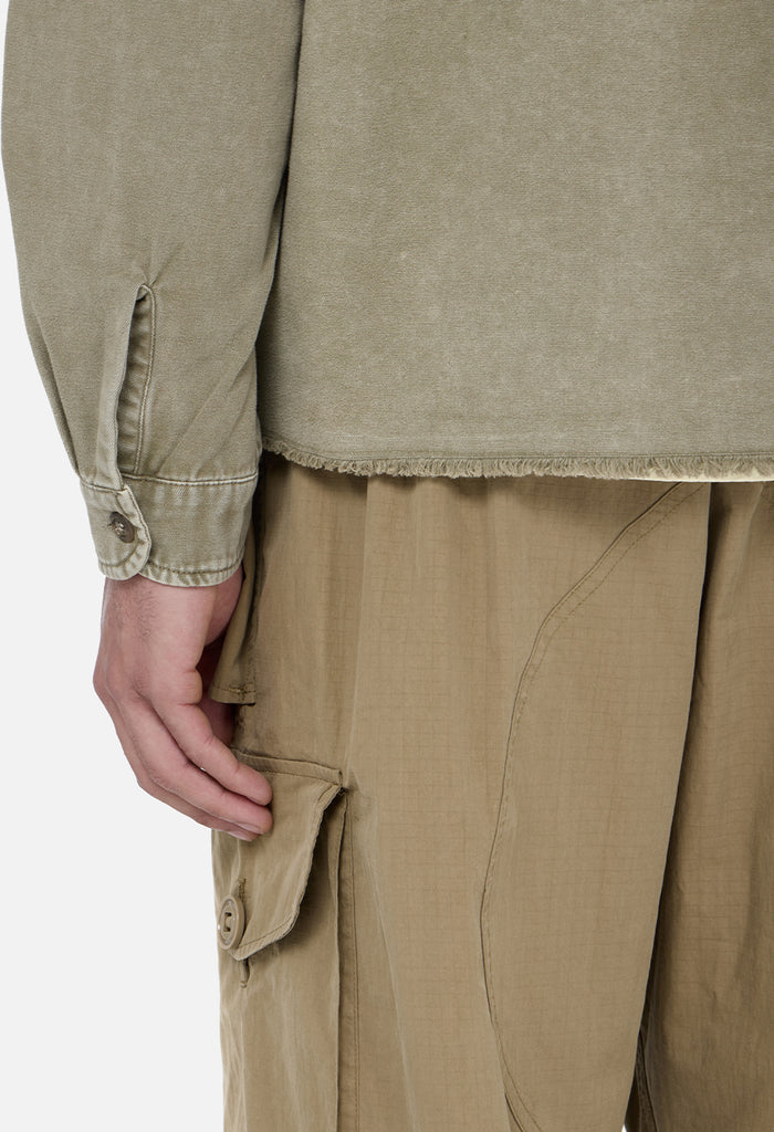 Solid Hemi Oversized Shirt / Washed Khaki