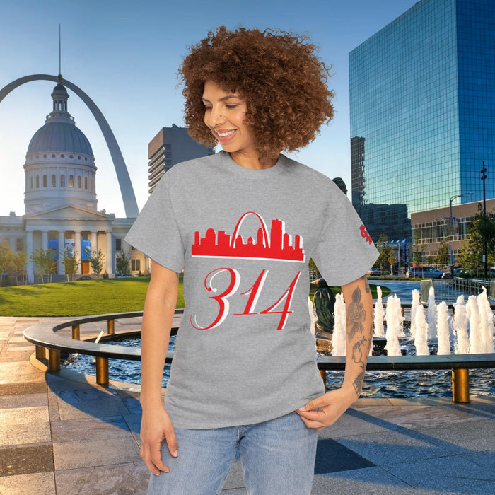 St. Louis 314 Skyline Tee — Red Gateway Arch City Number T-Shirt - 314 Originals