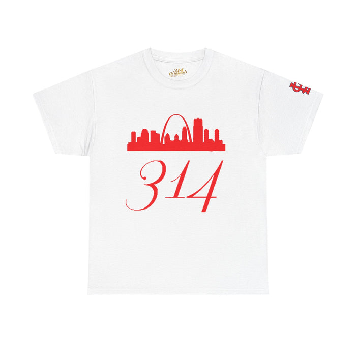 St. Louis 314 Skyline Tee — Red Gateway Arch City Number T-Shirt - 314 Originals