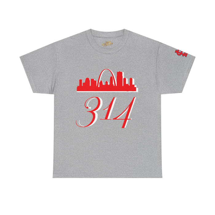 St. Louis 314 Skyline Tee — Red Gateway Arch City Number T-Shirt - 314 Originals