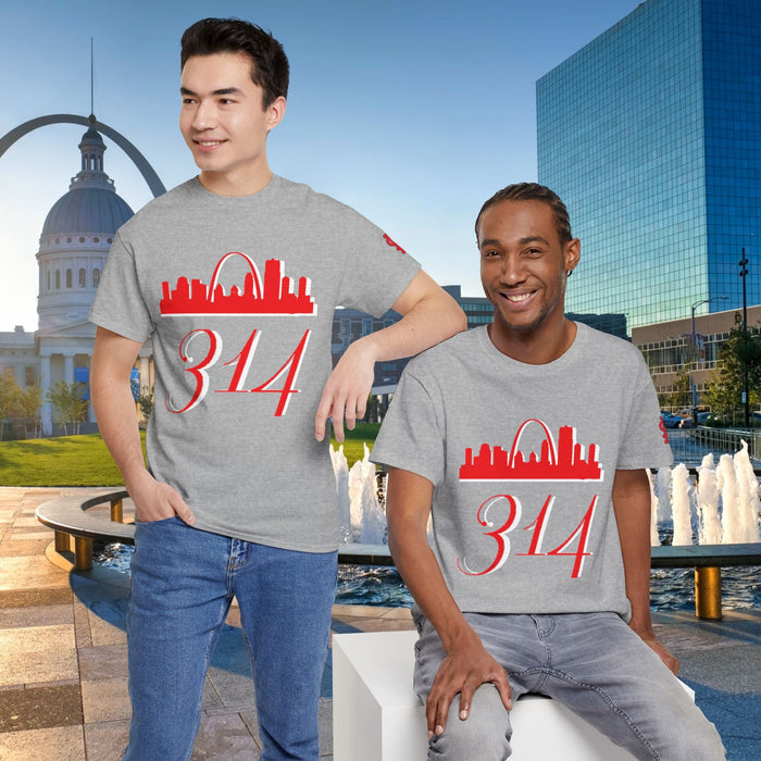 St. Louis 314 Skyline Tee — Red Gateway Arch City Number T-Shirt - 314 Originals