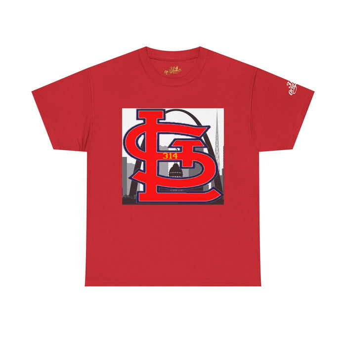 St. Louis Skyline Tee — Red STL Lettering Graphic T-Shirt - 314 Originals
