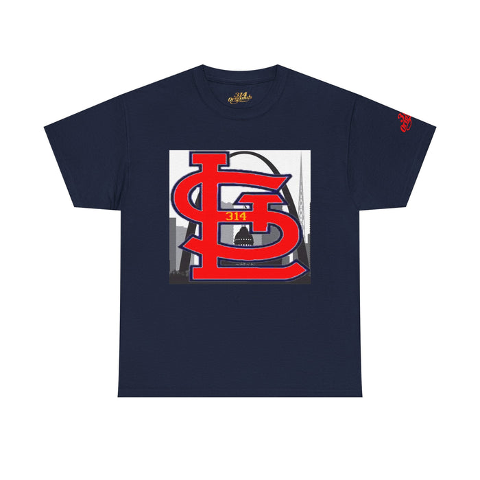St. Louis Skyline Tee — Red STL Lettering Graphic T-Shirt - 314 Originals