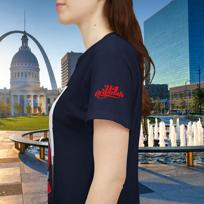 St. Louis Skyline Tee — Red STL Lettering Graphic T-Shirt - 314 Originals