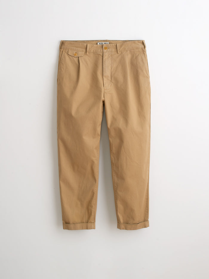 Standard Pleated Pant In Chino In Vintage Khaki