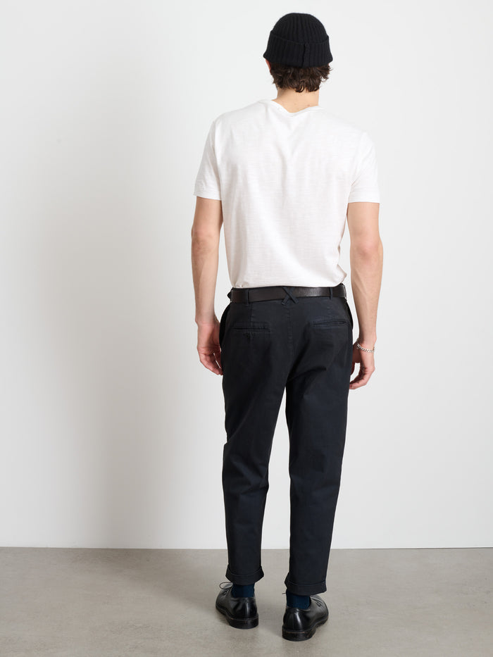Standard Pleated Pant In Chino In Black
