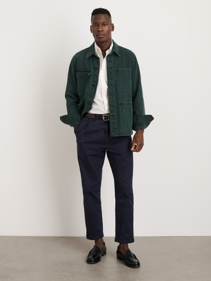 Standard Pleated Pant In Chino In Dark Navy