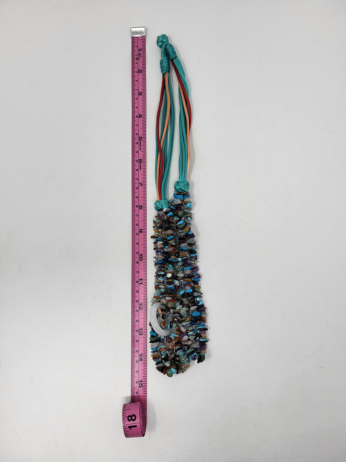 Stone Beaded Multi-Strand w/ Satin Cord Necklace
