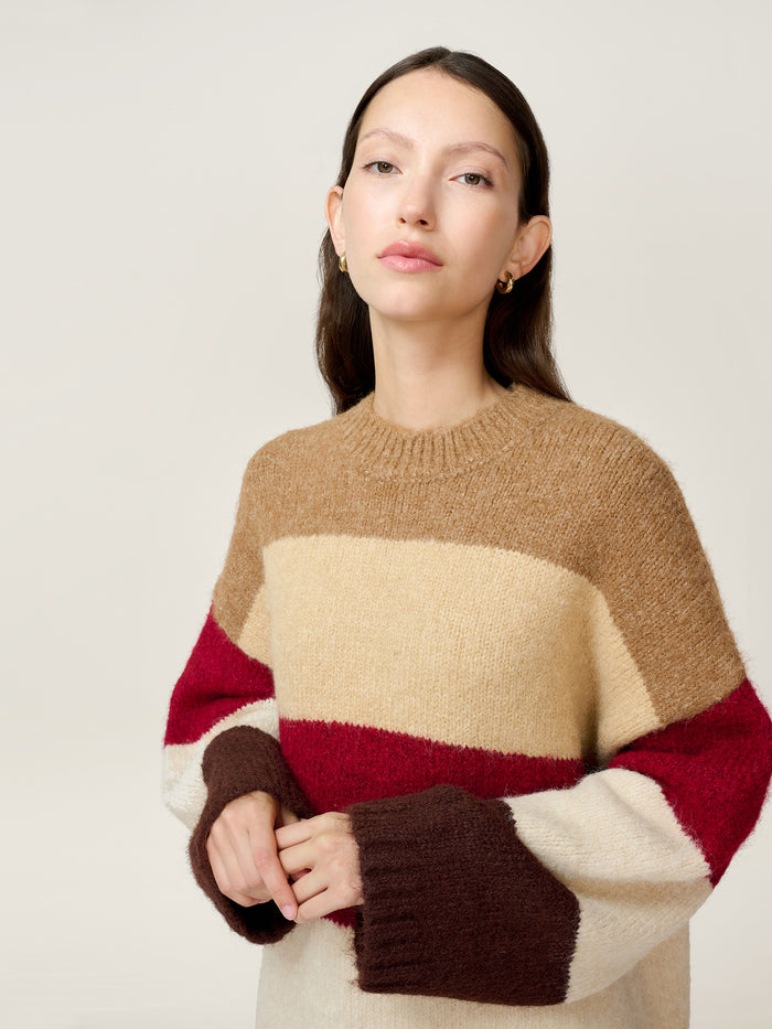 STUDIO OMNES Constance Stripe Jumper in Brown