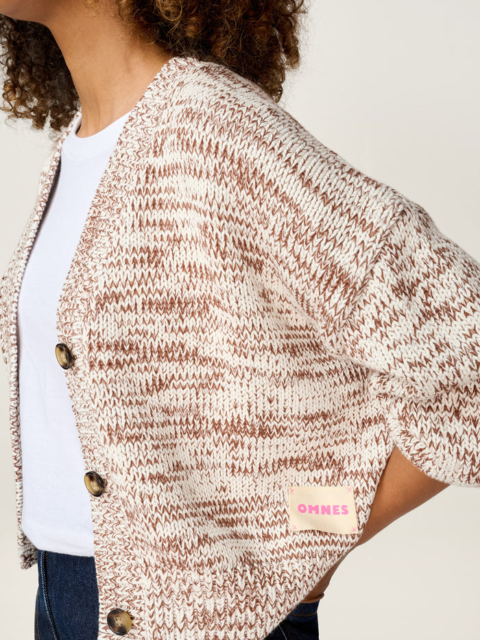 STUDIO OMNES Hopper Cardigan in Brown and Cream