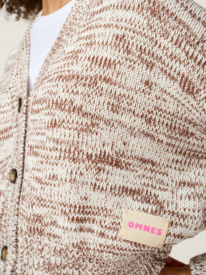 STUDIO OMNES Hopper Cardigan in Brown and Cream