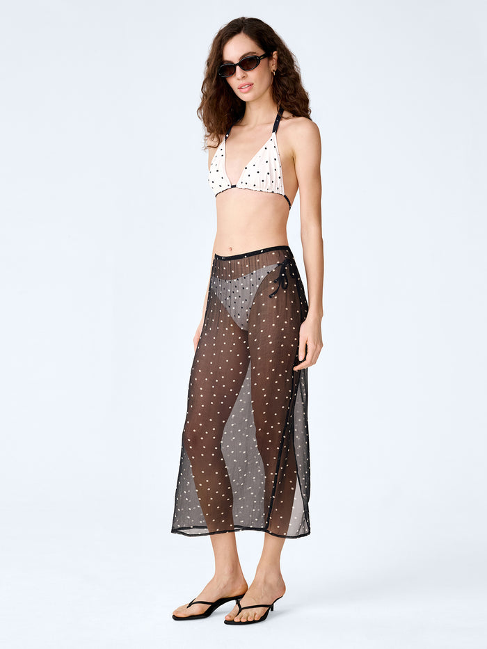 Sumba Mesh Skirt in Black Polka Dot