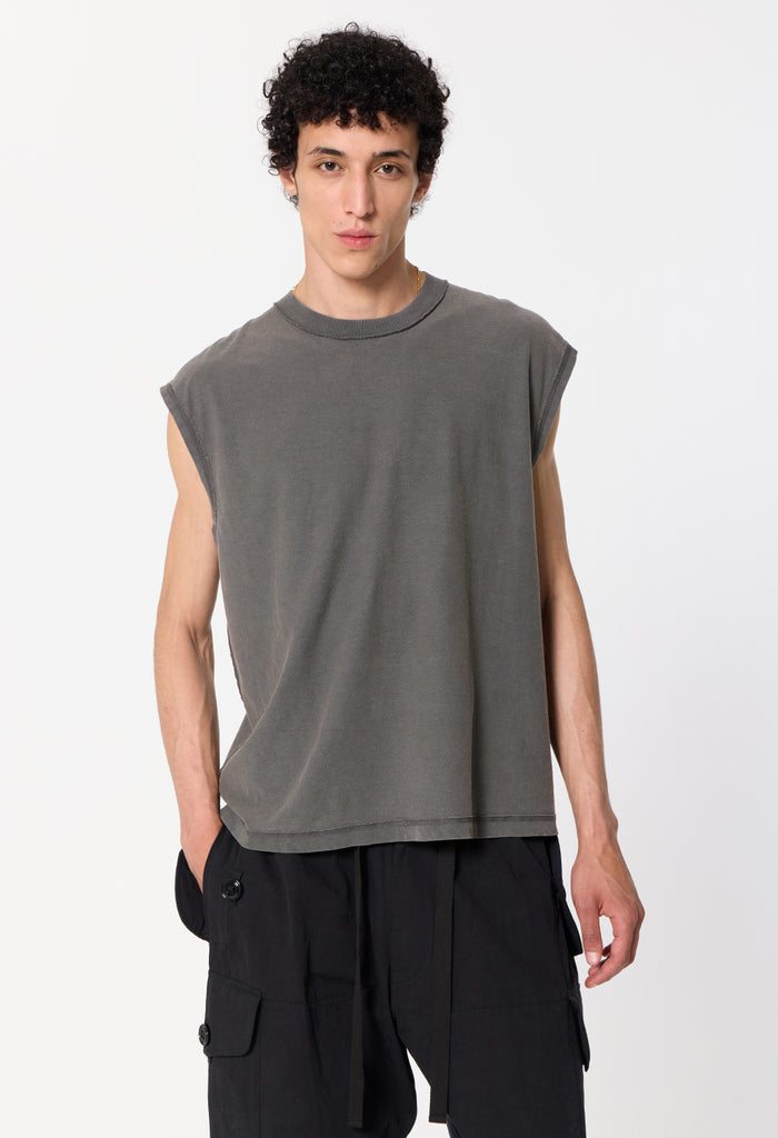 Summer Reversed Cropped Sleeveless / Washed Black
