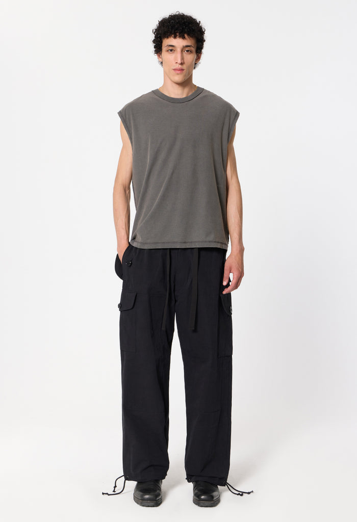Summer Reversed Cropped Sleeveless / Washed Black