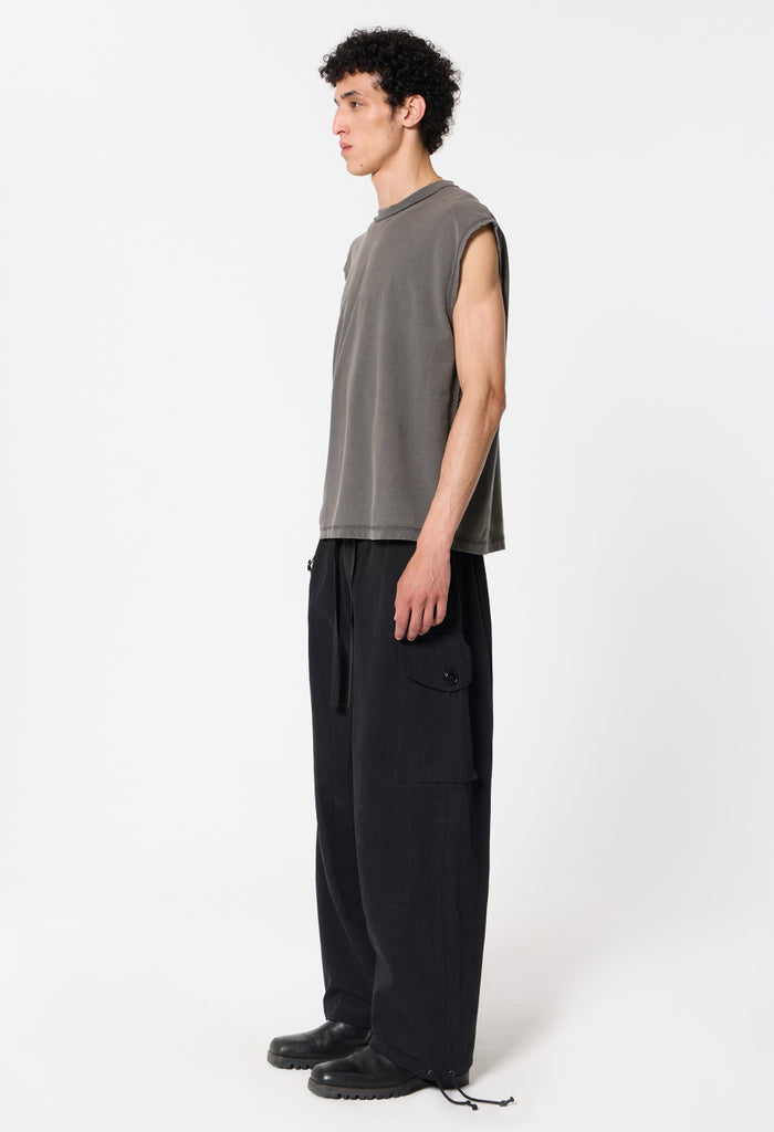 Summer Reversed Cropped Sleeveless / Washed Black